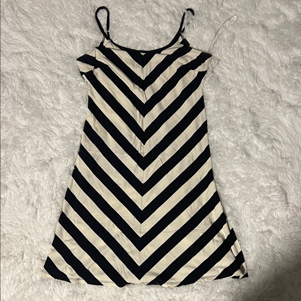 Black and ivory Striped Dress